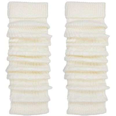 TODO Warm Wool Women's Leg Warmers - above Knee High, Soft (Ecru)