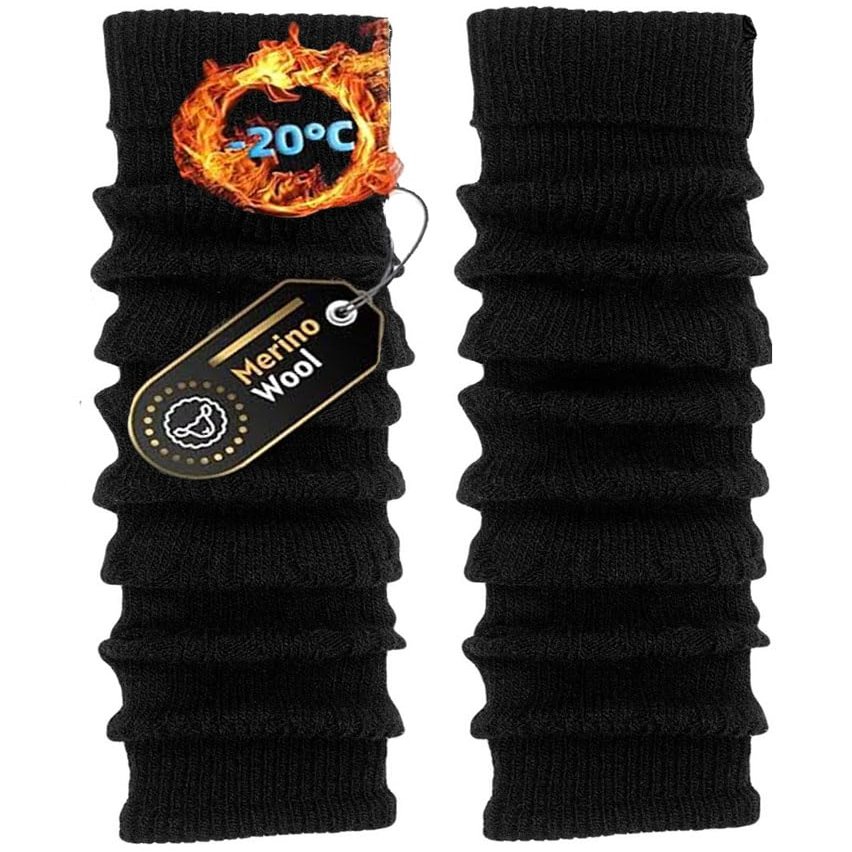 TODO Warm Wool Leg Warmers - above Knee High, Soft, Flexible. (Black)