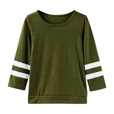 Little Girls Casual Long Sleeve T Shirts Crewneck Tunic Tops 4-13Y Kids Button Striped Tee Blouses (Green-C, 8-9 Years)