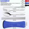 6 Pack Reusable Flatware Sets Spoon,Fork,Knife,Chopsticks,24Pcs Portable Silverware Camping Cutlery Set,Stainless Steel Tableware Travel Utensils with Carrying Case for Camping Picnic Working Hiking view 2