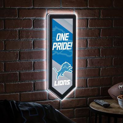 Team Sports America Evergreen NFL Detroit Lions | Ultra-Thin LED Light Wall Sign Dcor | Large Pennant Banner | 9 x 23 Inches | Made in the USA