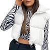 Lnzyyephy Womens Winter Crop Puffer Vest Lightweight Sleeveless Warm Outerwear Zip Up Stand Collar Padded Gilet Jacket with Pockets (A-White, S)