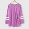 Kids Little Girls Tunic Tops Crewneck Ultra Soft Solid Color Long Sleeve Striped Comfortable Kids (Purple, 10-11 Years) view 2