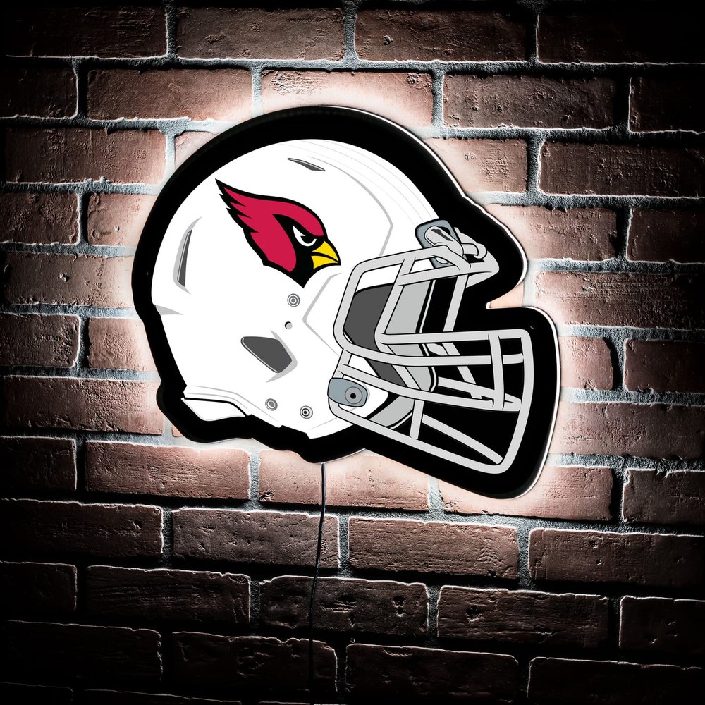 Team Sports America Evergreen NFL Arizona Cardinals Ultra-Thin LED Light Wall Sign Decor | Full Size Replica Helmet | 19.5 x 15 Inches | Made in the USA
