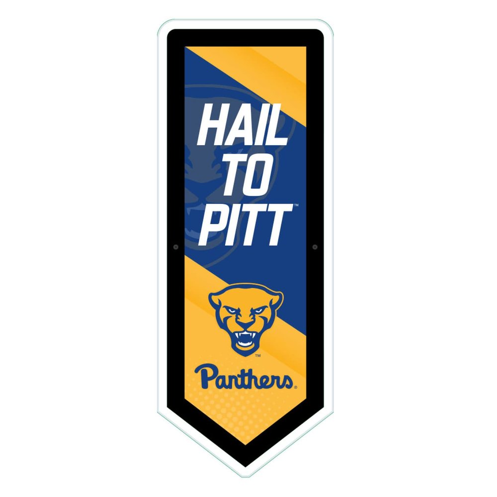 Team Sports America Evergreen NCAA University of Pittsburgh | Ultra-Thin LED Light Wall Sign Decor | Large Pennant Banner | 9 x 23 Inches | Made in the USA