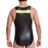 Maiyifu-GJ Men's Sissy Bodysuit Leotard Metallic One Piece Thong Jumpsuit Underwear Sleeveless Stretchy Wrestling Singlet (Black,Large) view 2