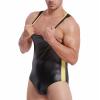 Maiyifu-GJ Men's Sissy Bodysuit Leotard Metallic One Piece Thong Jumpsuit Underwear Sleeveless Stretchy Wrestling Singlet (Black,Large) view 3
