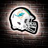 Team Sports America Evergreen NFL Miami Dolphins Ultra-Thin LED Light Wall Sign Decor | Full Size Replica Helmet | 19.5 x 15 Inches | Made in the USA view 1