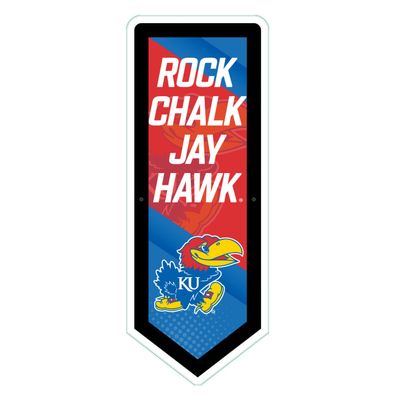 Team Sports America Evergreen NCAA University of Kansas | Ultra-Thin LED Light Wall Sign Decor | Large Pennant Banner | 9 x 23 Inches | Made in the USA