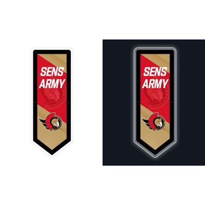 Team Sports America Evergreen NHL Ottawa Senators | Ultra-Thin LED Light Wall Sign Decor | Large Pennant Banner | 9 x 23 Inches | Made in the USA