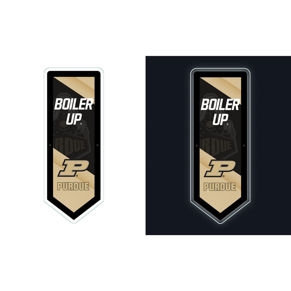 Team Sports America Evergreen NCAA Purdue University | Ultra-Thin LED Light Wall Sign Decor | Large Pennant Banner | 9 x 23 Inches | Made in the USA
