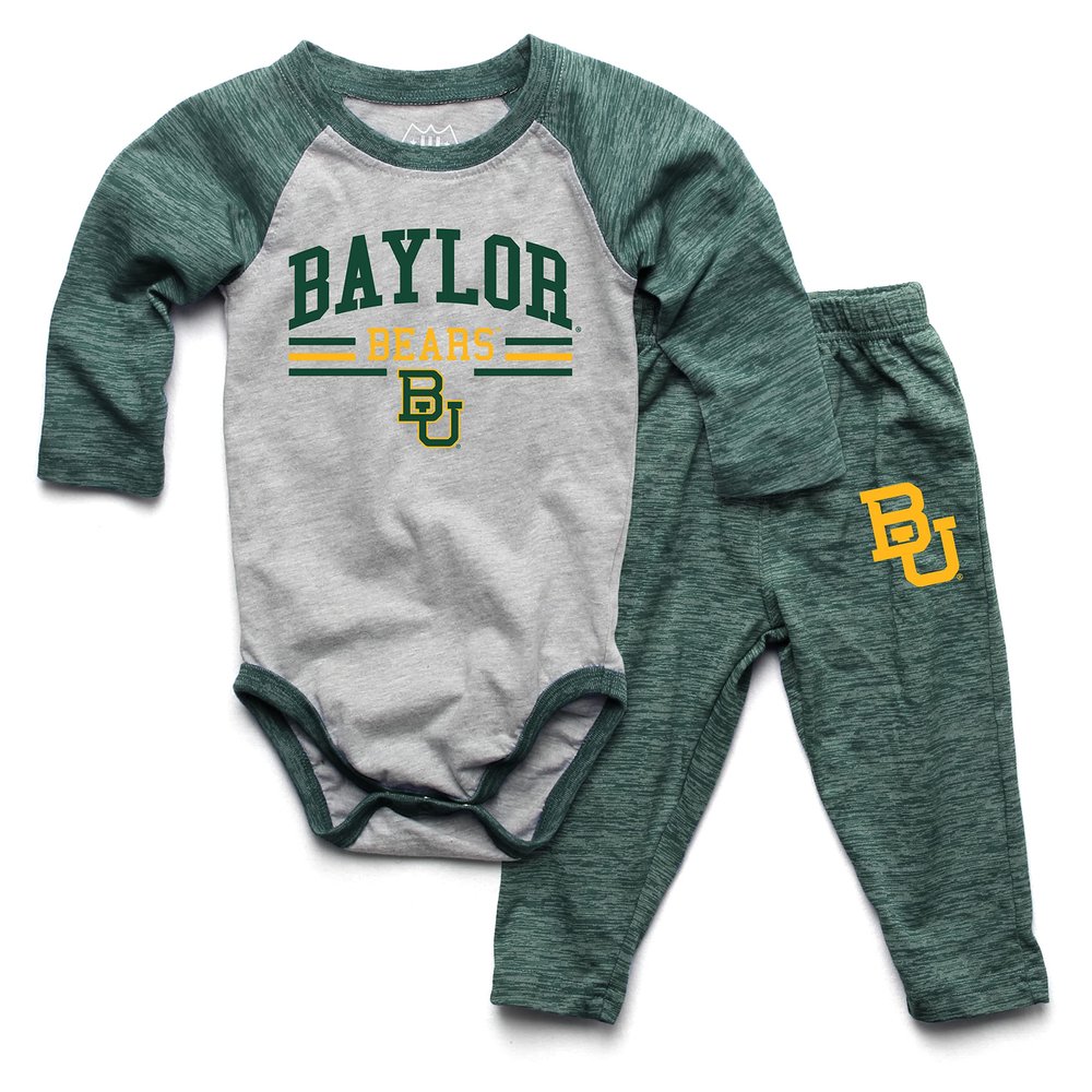 Wes and Willy Baby Sports Fan Baylor Bears One Piece & Pant Set 6M
