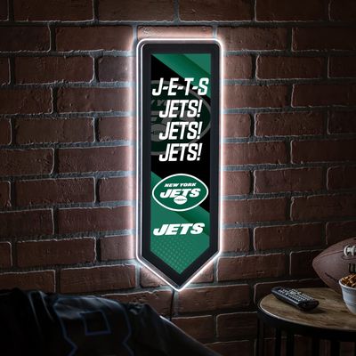 Team Sports America Evergreen NFL New York Jets | Ultra-Thin LED Light Wall Sign Decor | Large Pennant Banner | 9 x 23 Inches | Made in the USA