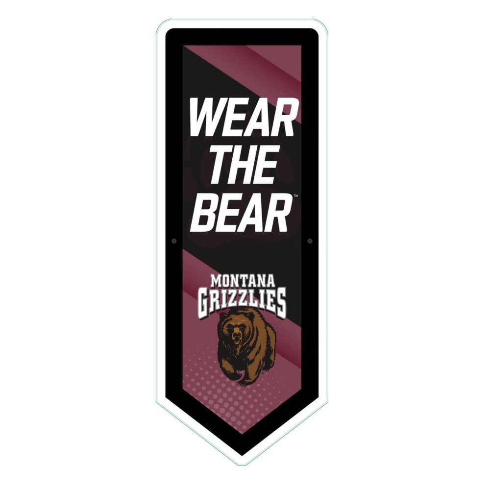 Team Sports America Evergreen NCAA University of Montana | Ultra-Thin LED Light Wall Sign Decor | Large Pennant Banner | 9 x 23 Inches | Made in the USA