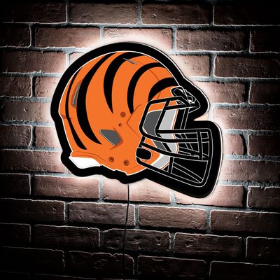 Team Sports America Evergreen NFL Cincinnati Bengals Ultra-Thin LED Light Wall Sign Decor | Full Size Replica Helmet | 19.5 x 15 Inches | Made in the USA