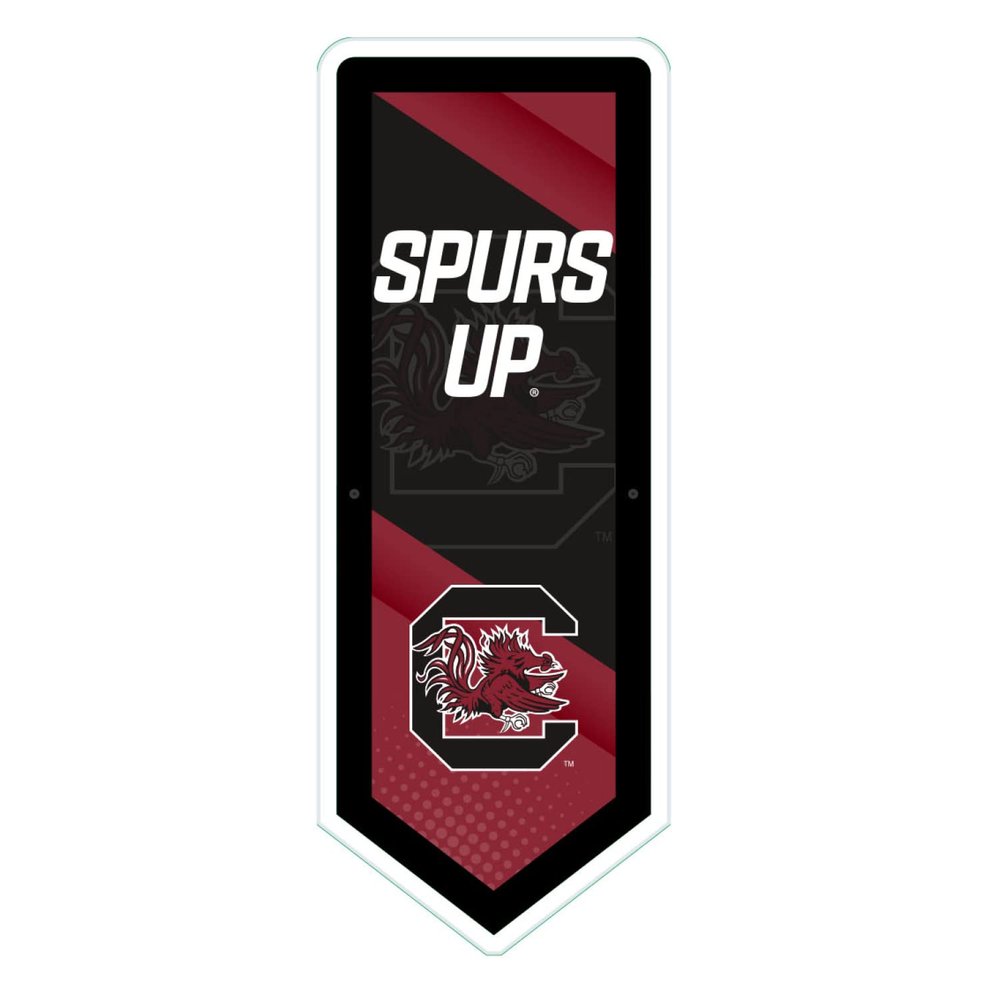 Team Sports America Evergreen NCAA University of South Carolina | Ultra-Thin LED Light Wall Sign Decor | Large Pennant Banner | 9 x 23 Inches | Made in the USA