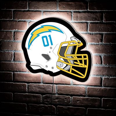 Team Sports America Evergreen NFL Los Angeles Chargers Ultra-Thin LED Light Wall Sign Decor | Full Size Replica Helmet | 19.5 x 15 Inches | Made in the USA