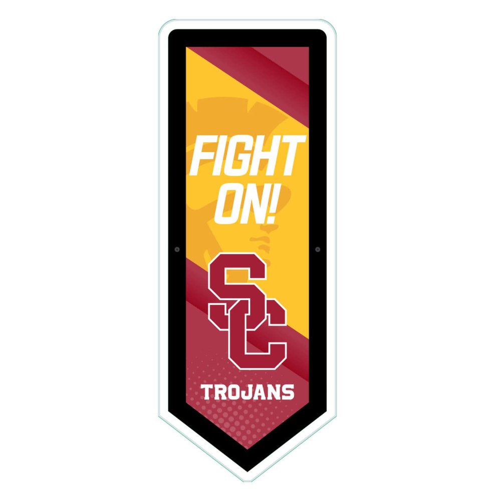 Team Sports America Evergreen NCAA University of Southern California | Ultra-Thin LED Light Wall Sign Decor | Large Pennant Banner | 9 x 23 Inches | Made in the USA