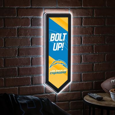 Team Sports America Evergreen NFL Los Angeles Chargers | Ultra-Thin LED Light Wall Sign Decor | Large Pennant Banner | 9 x 23 Inches | Made in the USA