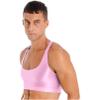 YONGHS Mens Sexy Crisscross Back Sleeveless Muscle Half Tank Top Vest T-Shirts Sports Bras Crop Tops 2# Pink X-Large view 4