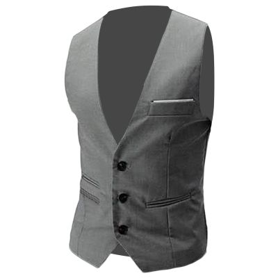 JEsilunmaMY Men's Slim Fit Suit Vest V-Neck 3 Button Business Waistcoat Formal Dress Vest with Pockets for Suit or Tuxedo (Grey,XX-Large)
