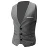 JEsilunmaMY Men's Slim Fit Suit Vest V-Neck 3 Button Business Waistcoat Formal Dress Vest with Pockets for Suit or Tuxedo (Grey,XX-Large) view 1