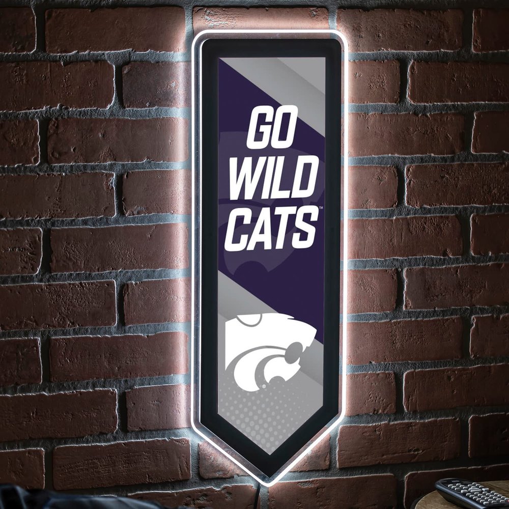 Team Sports America Evergreen NCAA Kansas State University | Ultra-Thin LED Light Wall Sign Decor | Large Pennant Banner | 9 x 23 Inches | Made in the USA