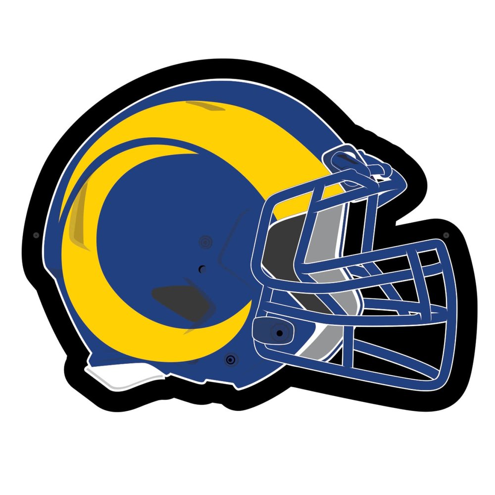 Team Sports America Evergreen NFL Los Angeles Rams Ultra-Thin LED Light Wall Sign Decor | Full Size Replica Helmet | 19.5 x 15 Inches | Made in the USA
