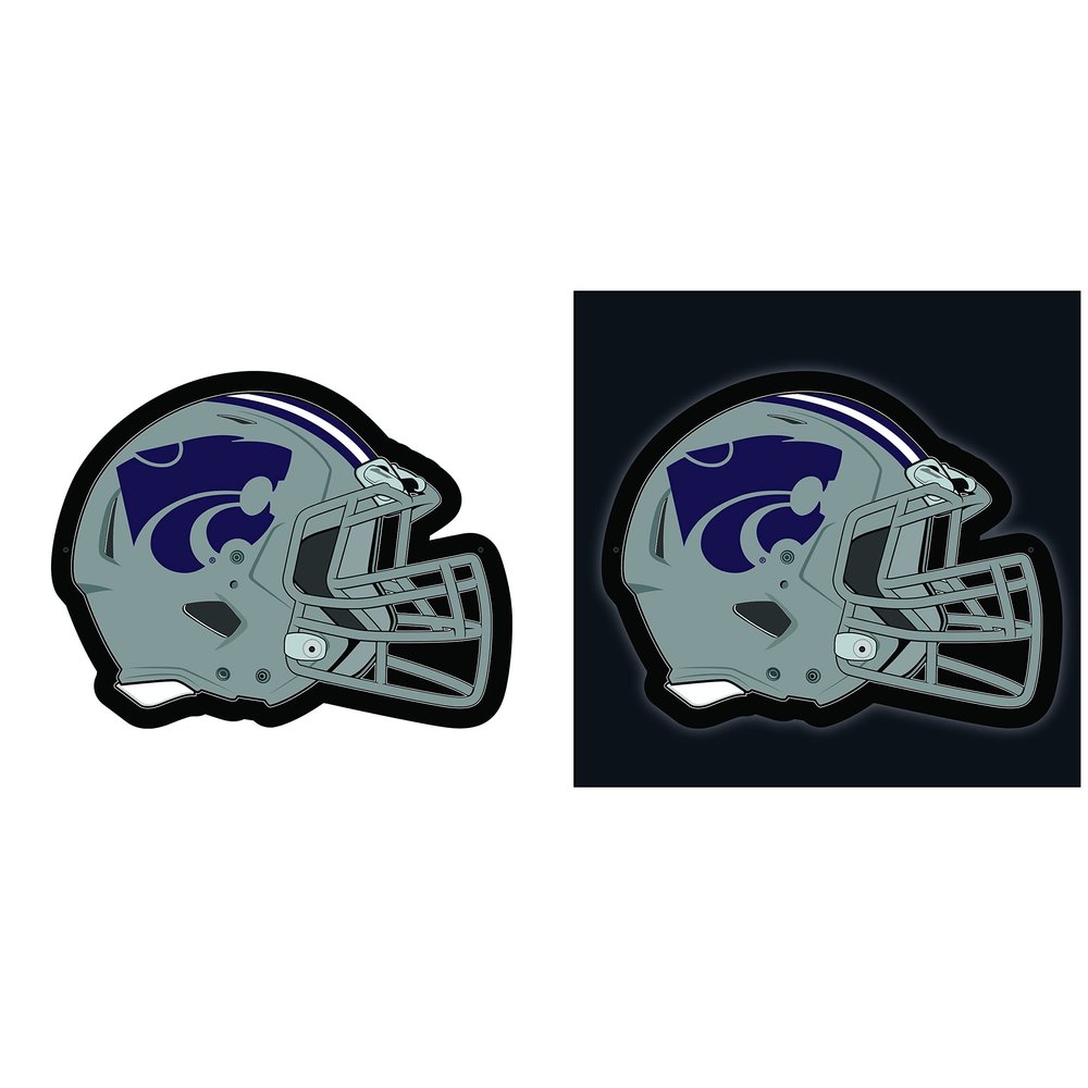 Team Sports America Evergreen NCAA Kansas State University Ultra-Thin LED Light Wall Sign Decor | Full Size Replica Helmet | 19.5 x 15 Inches | Made in the USA