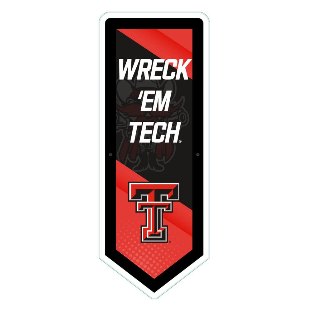 Team Sports America Evergreen NCAA Texas Tech University | Ultra-Thin LED Light Wall Sign Decor | Large Pennant Banner | 9 x 23 Inches | Made in the USA