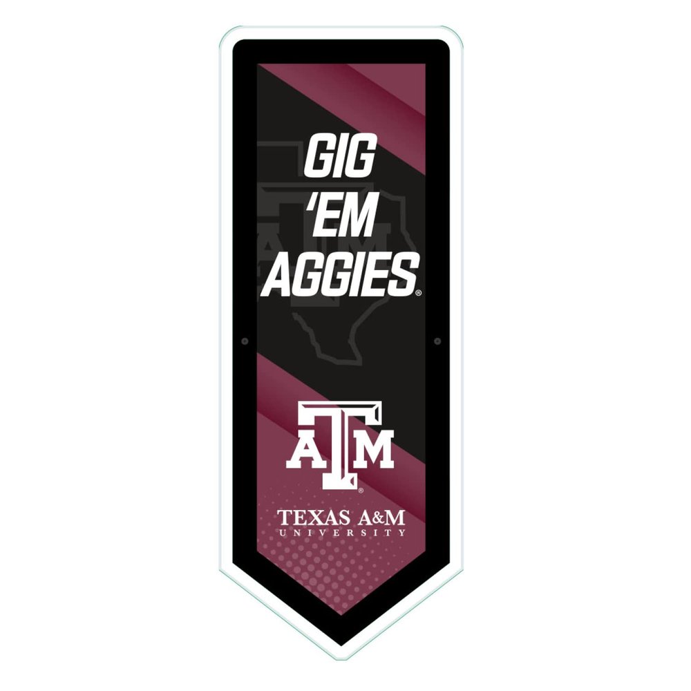 Team Sports America Evergreen NCAA Texas A&M | Ultra-Thin LED Light Wall Sign Decor | Large Pennant Banner | 9 x 23 Inches | Made in the USA