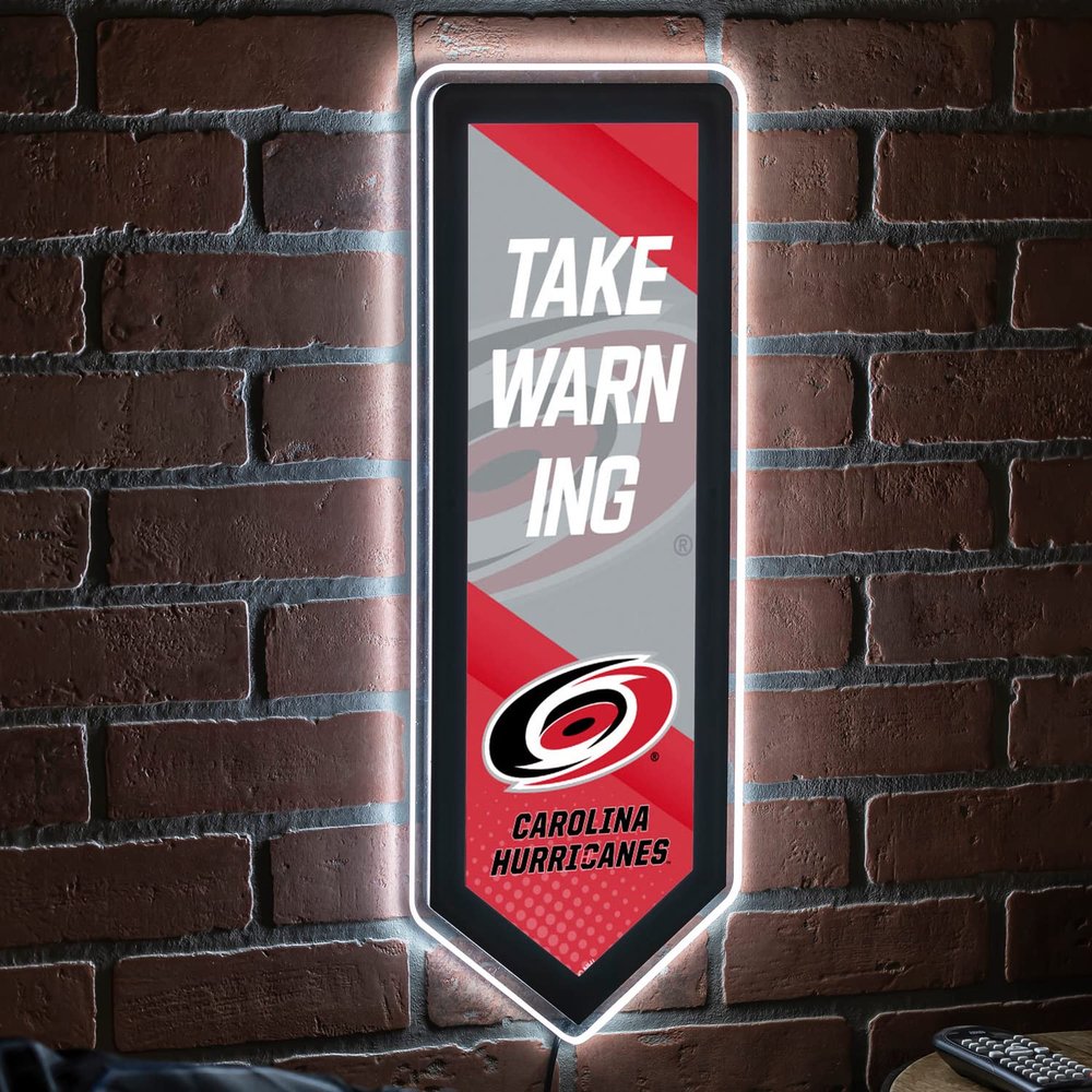 Team Sports America Evergreen NHL Carolina Hurricanes | Ultra-Thin LED Light Wall Sign Decor | Large Pennant Banner | 9 x 23 Inches | Made in the USA