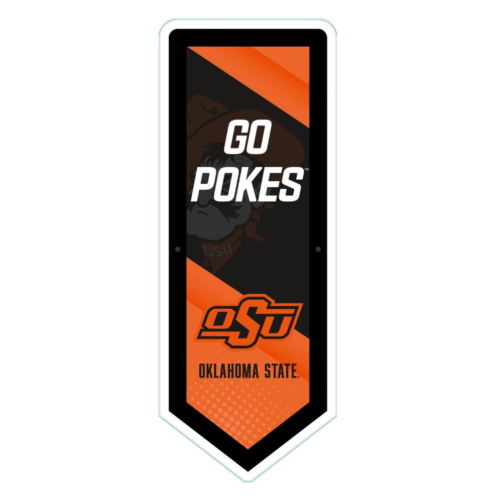 Team Sports America Evergreen NCAA Oklahoma State University | Ultra-Thin LED Light Wall Sign Dcor | Large Pennant Banner | 9 x 23 Inches | Made in USA