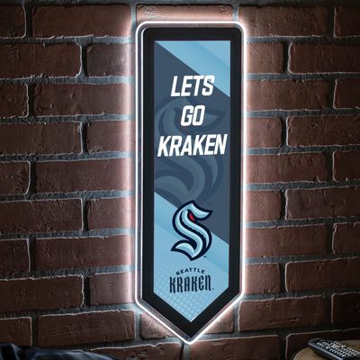Team Sports America Evergreen NHL Seattle Kraken | Ultra-Thin LED Light Wall Sign Dcor | Large Pennant Banner | 9 x 23 Inches | Made in USA