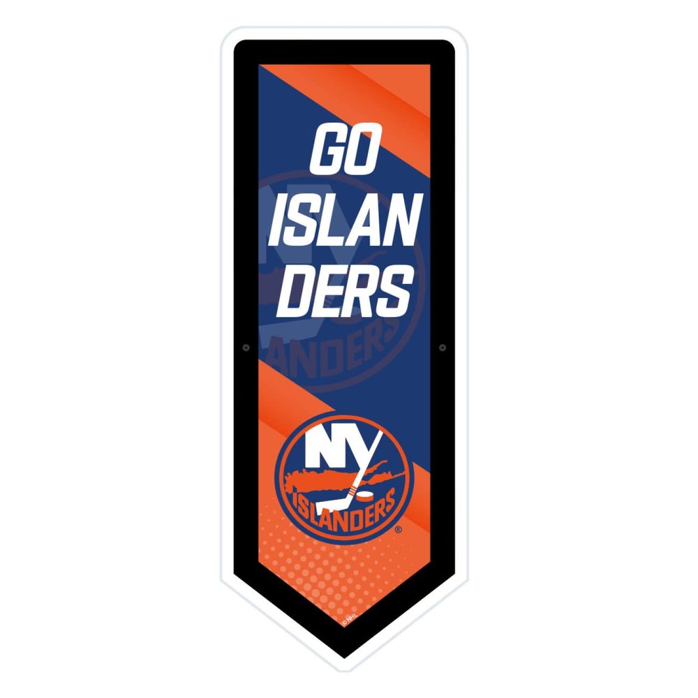 Team Sports America Evergreen NHL New York Islanders | Ultra-Thin LED Light Wall Sign Dcor | Large Pennant Banner | 9 x 23 Inches | Made in USA