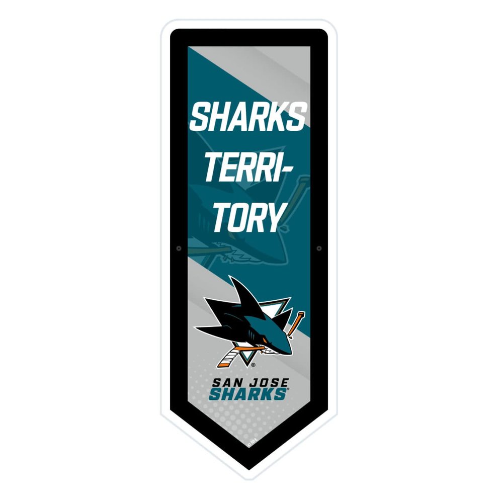 Team Sports America Evergreen NHL San Jose Sharks | Ultra-Thin LED Light Wall Sign Dcor | Large Pennant Banner | 9 x 23 Inches | Made in USA
