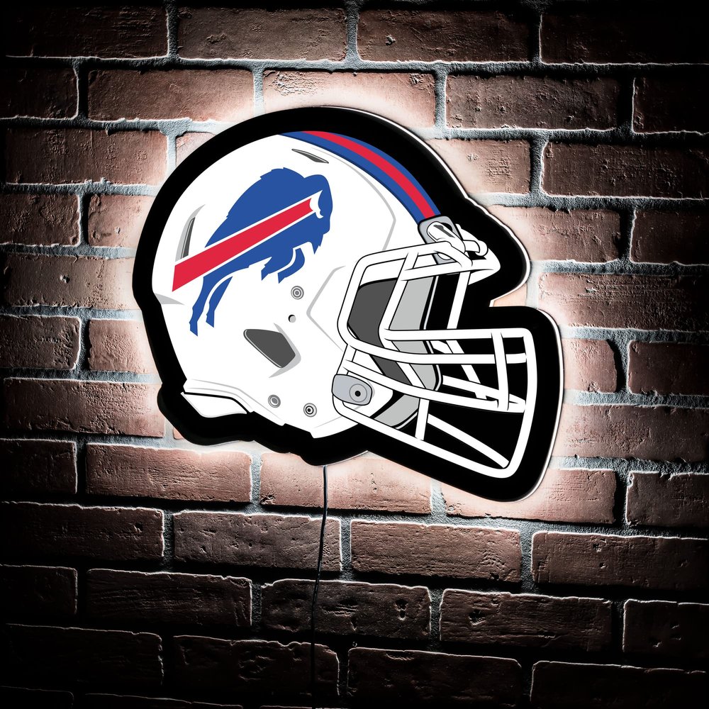 Team Sports America Evergreen NFL Buffalo Bills Ultra-Thin LED Light Wall Sign Dcor | Full Size Replica Helmet | - 19.5 x 15 Inches | Made in USA