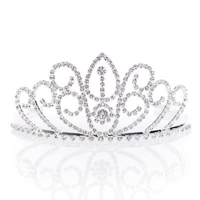 Andersons Odessa Rhinestone Tiara, 2 3/8 Inch Silver Metal Crown with Clear Faux Diamonds for Prom, Homecoming Queen, Wedding Bridal Party, Sweet 16, Quinceaera, Birthday, Pageant, Theater Costume Accessory
