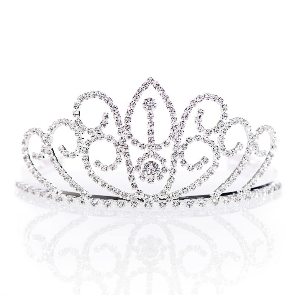 Andersons Odessa Rhinestone Tiara, 2 3/8 Inch Silver Metal Crown with Clear Faux Diamonds for Prom, Homecoming Queen, Wedding Bridal Party, Sweet 16, Quinceaera, Birthday, Pageant, Theater Costume Accessory