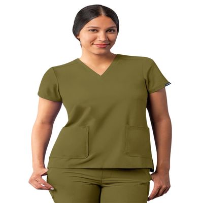 Adar Addition Scrubs for Women - Modern V-Neck Scrub Top - A6008 - Martini Olive - 3X