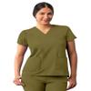 Adar Addition Scrubs for Women - Modern V-Neck Scrub Top - A6008 - Martini Olive - 3X view 1