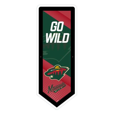 Team Sports America Evergreen NHL Minnesota Wild | Ultra-Thin LED Light Wall Sign Dcor | Large Pennant Banner | 9 x 23 Inches | Made in USA