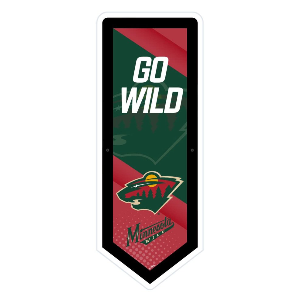 Team Sports America Evergreen NHL Minnesota Wild | Ultra-Thin LED Light Wall Sign Dcor | Large Pennant Banner | 9 x 23 Inches | Made in USA