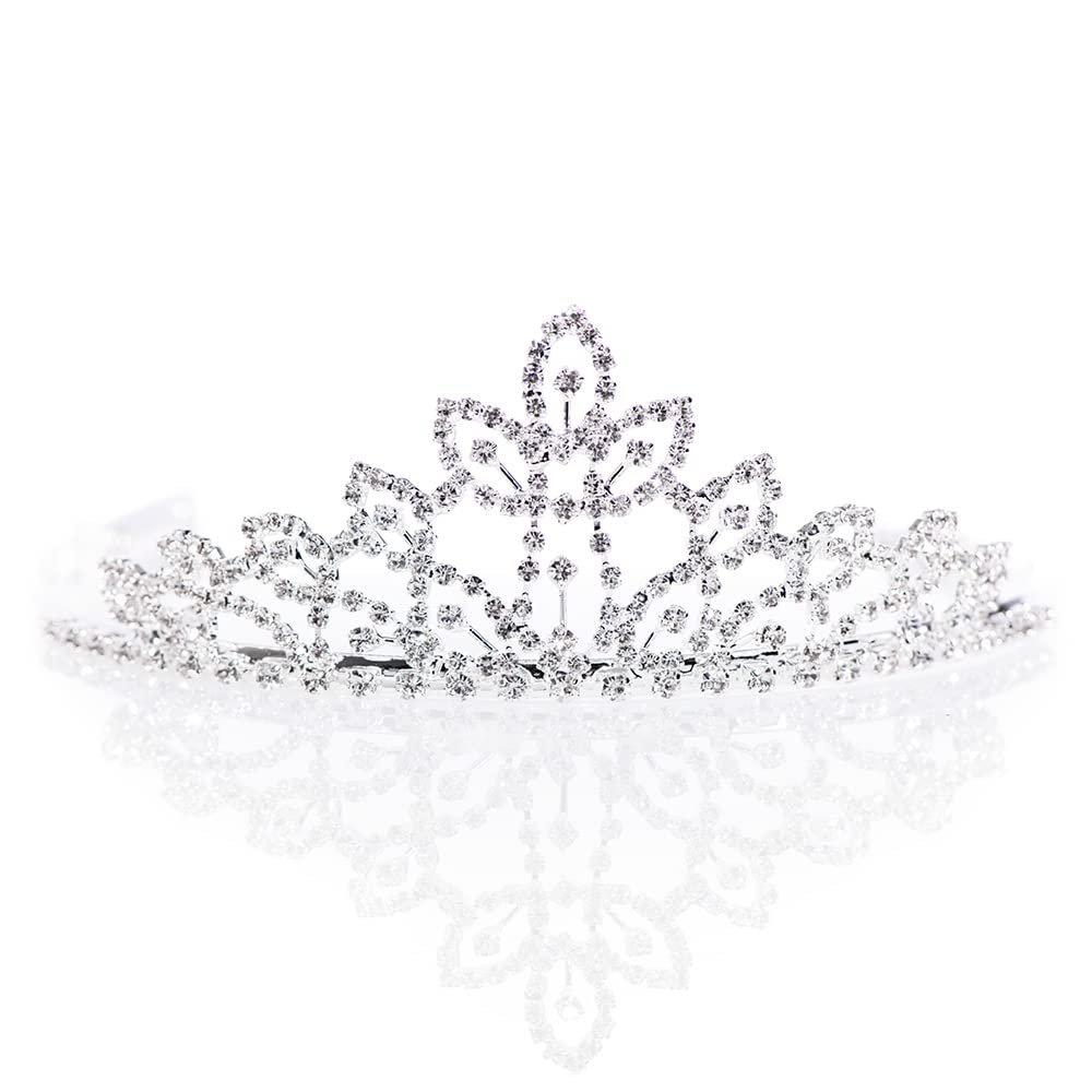 Andersons Kady Rhinestone Tiara, 2 Inch Silver Metal Crown with Clear Faux Diamonds for Prom, Homecoming Queen, Wedding Bridal Party, Sweet 16, Quinceaera, Graduation, Birthday, Pageant, Theater Costume Accessory