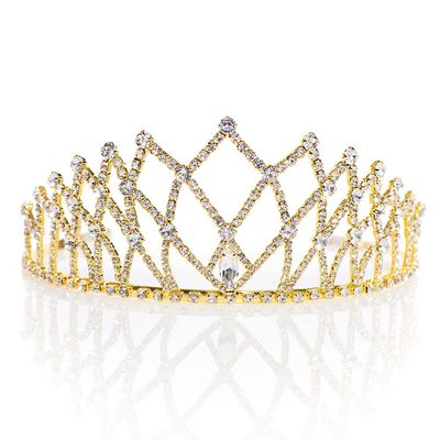 Gold Isadora Rhinestone Tiara- 2 Inch