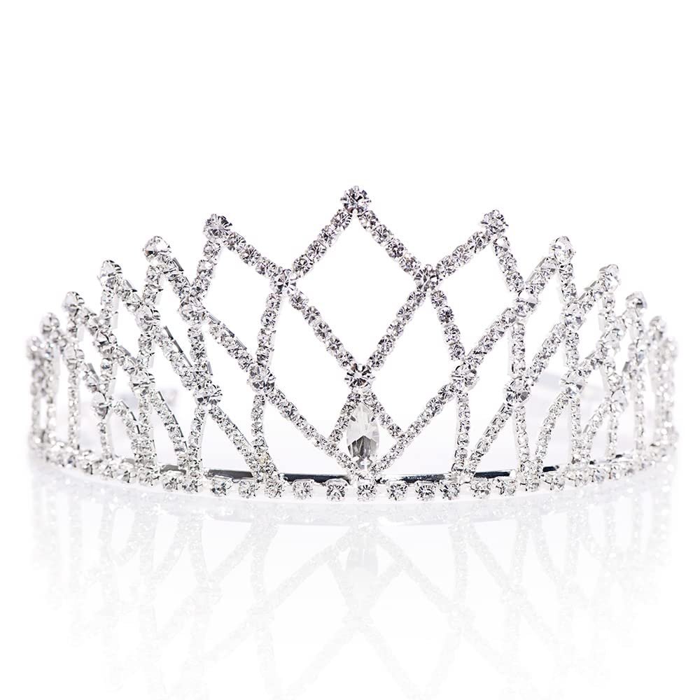 Silver Isadora Rhinestone Tiara- 2 Inch