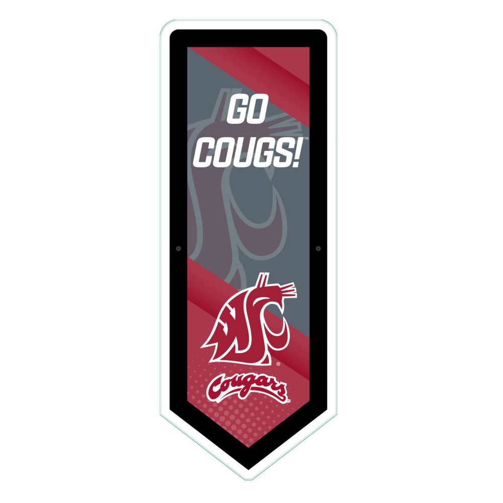 Team Sports America Evergreen NCAA Washington State University | Ultra-Thin LED Light Wall Sign Dcor | Large Pennant Banner | 9 x 23 Inches | Made in USA