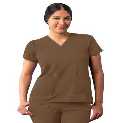 Adar Uniforms Addition Scrubs for Women - Modern V-Neck Top - A6008 - Mocha Quartz - 2X