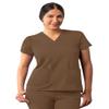 Adar Uniforms Addition Scrubs for Women - Modern V-Neck Top - A6008 - Mocha Quartz - 2X view 1