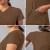 Adar Uniforms Addition Scrubs for Women - Modern V-Neck Top - A6008 - Mocha Quartz - 2X view 4